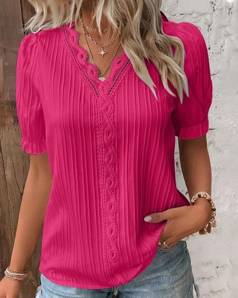 Spitzenbluse mit V-Ausschnitt - Fleur