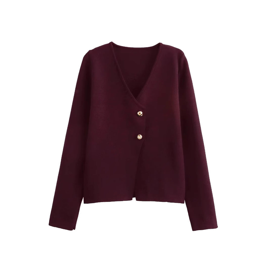 R&B | Einfacher, figurschmeichelnder Strickcardigan für Frauen