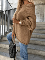 R&B | Locker Gestrickter Damenpullover mit Schulterfreies Design