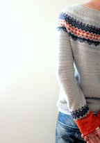 R&B | Grau Strickpullover mit Farbenfrohem Muster Wollmischung Warm und Bequem