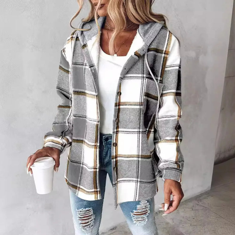 R&B | Kariertes Kapuzen-Sommerjacke für Damen