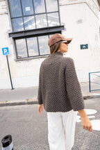 R&B | Gemütlicher brauner kurzärmeliger Kaschmirrollkragenpullover Ideal für den Winter