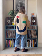 R&B | Strickpullover Im Künstlerstil - Gemütlicher Freizeit-Jumper mit Abstraktem Gesichtsmuster