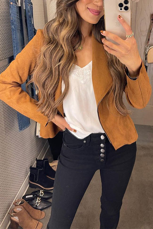 R&B | Up Pocketed Faux Suede Motorradjacke (in 7 Farben)
