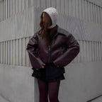 R&B | Modische Lederjacke mit Reißverschluss für Frauen