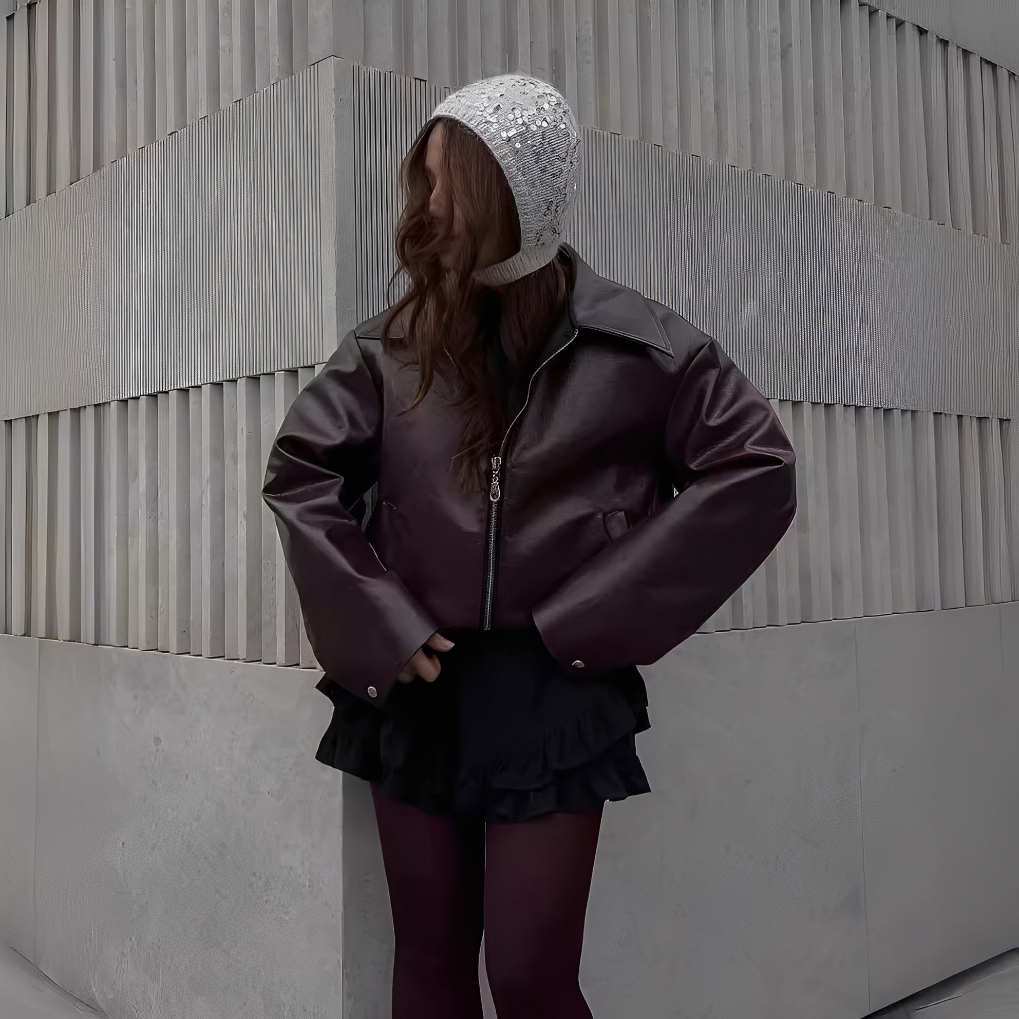 R&B | Modische Lederjacke mit Reißverschluss für Frauen