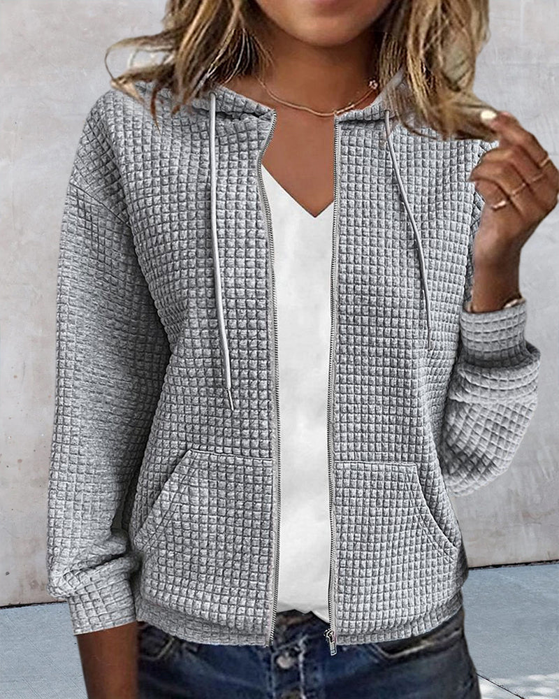 Damen-Cardigan mit Kapuze und Reißverschluss