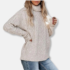 R&B | Rollkragenpullover Kabelstrick Tunika-Längenpullover