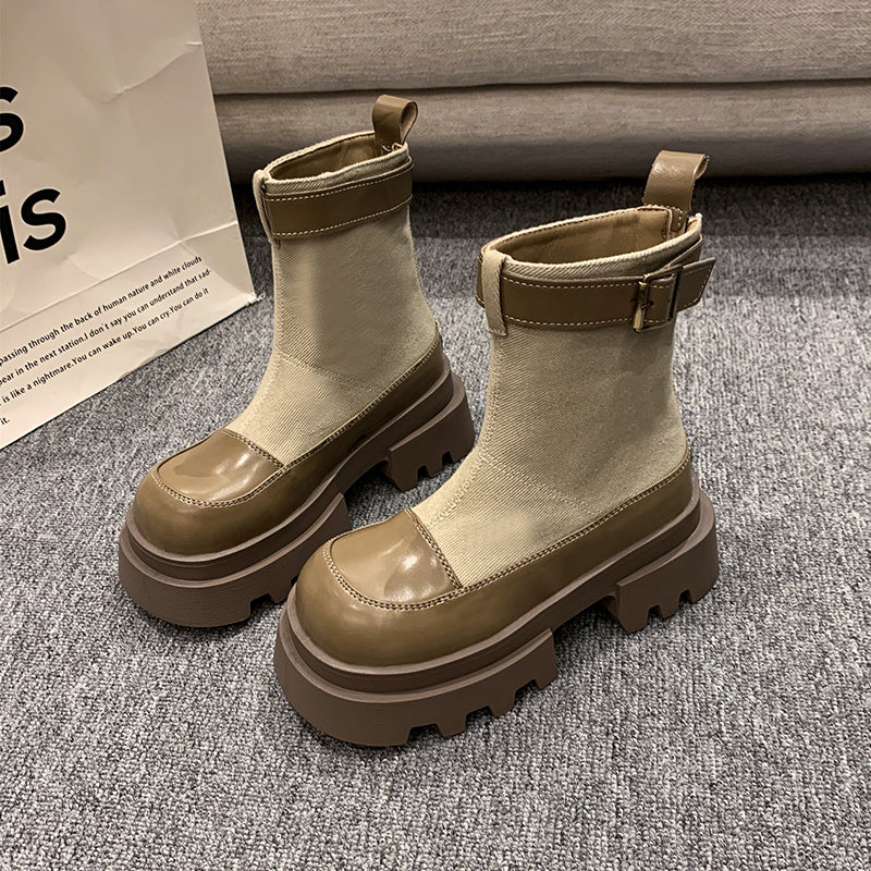 R&B | Canvas Kurzstiefel Dicksohlige Reißverschluss