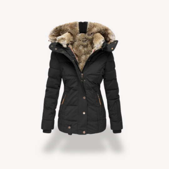 R&B | Damen Pufferjacke mit Kunstpelzkapuze