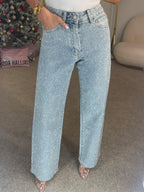 R&B | Jeans mit Hoher Taille und Diamant Details