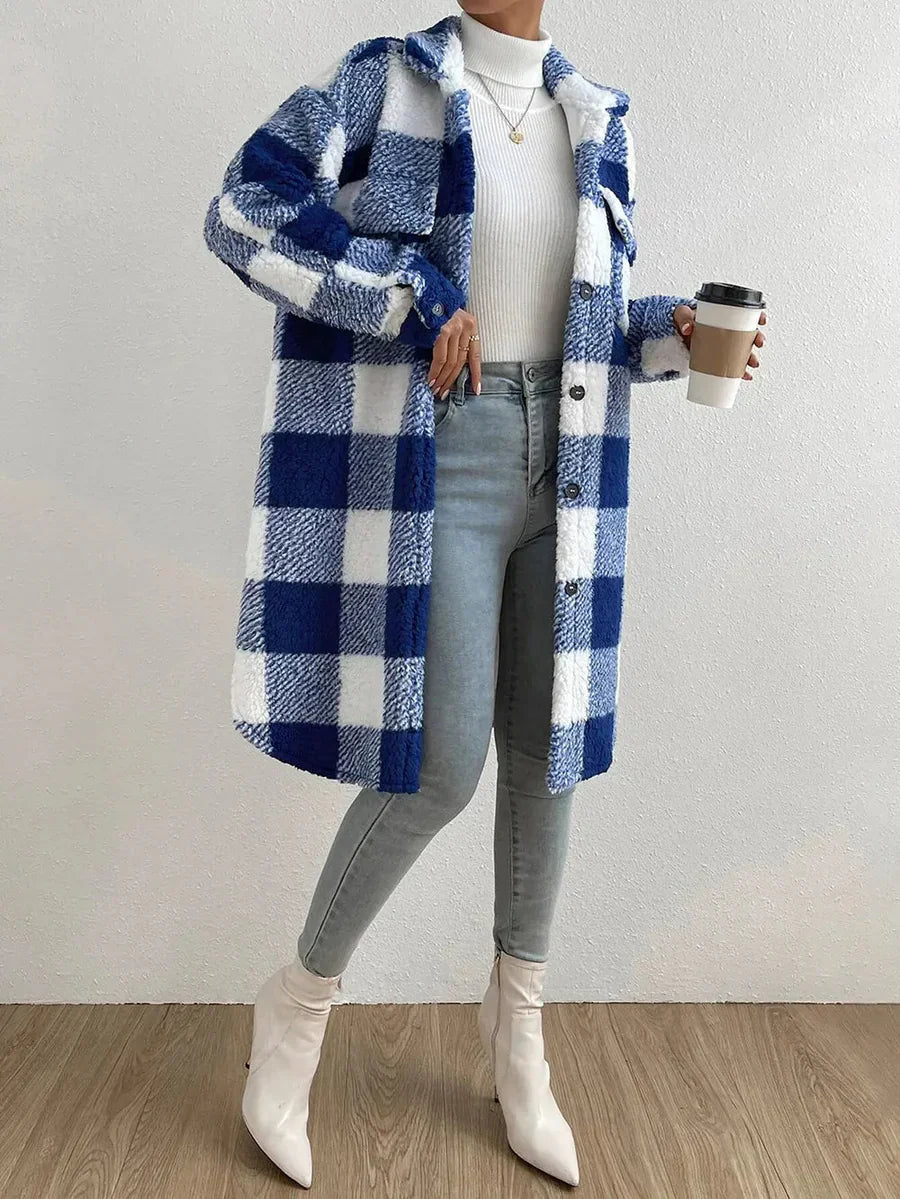 R&B | Teddyfleece Übergröße Schnitt Karomuster mittellang