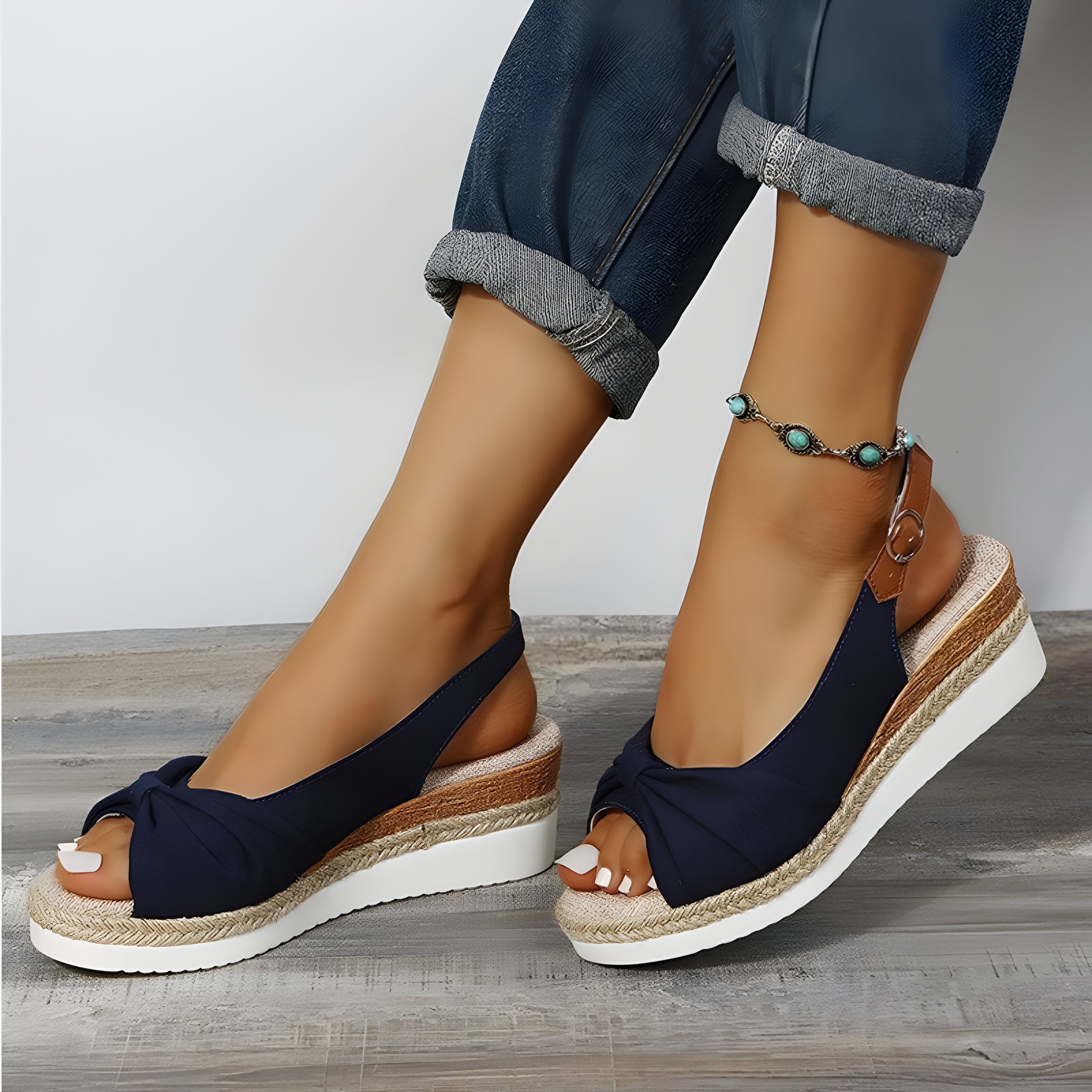 R&B | Orthopädische Keilsandalen mit Peep Toe