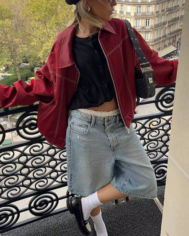 R&B | Übergroße Genähte Lederjacke