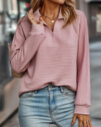 R&B | Rippstruktur Viertelreißverschluss Sweatshirt