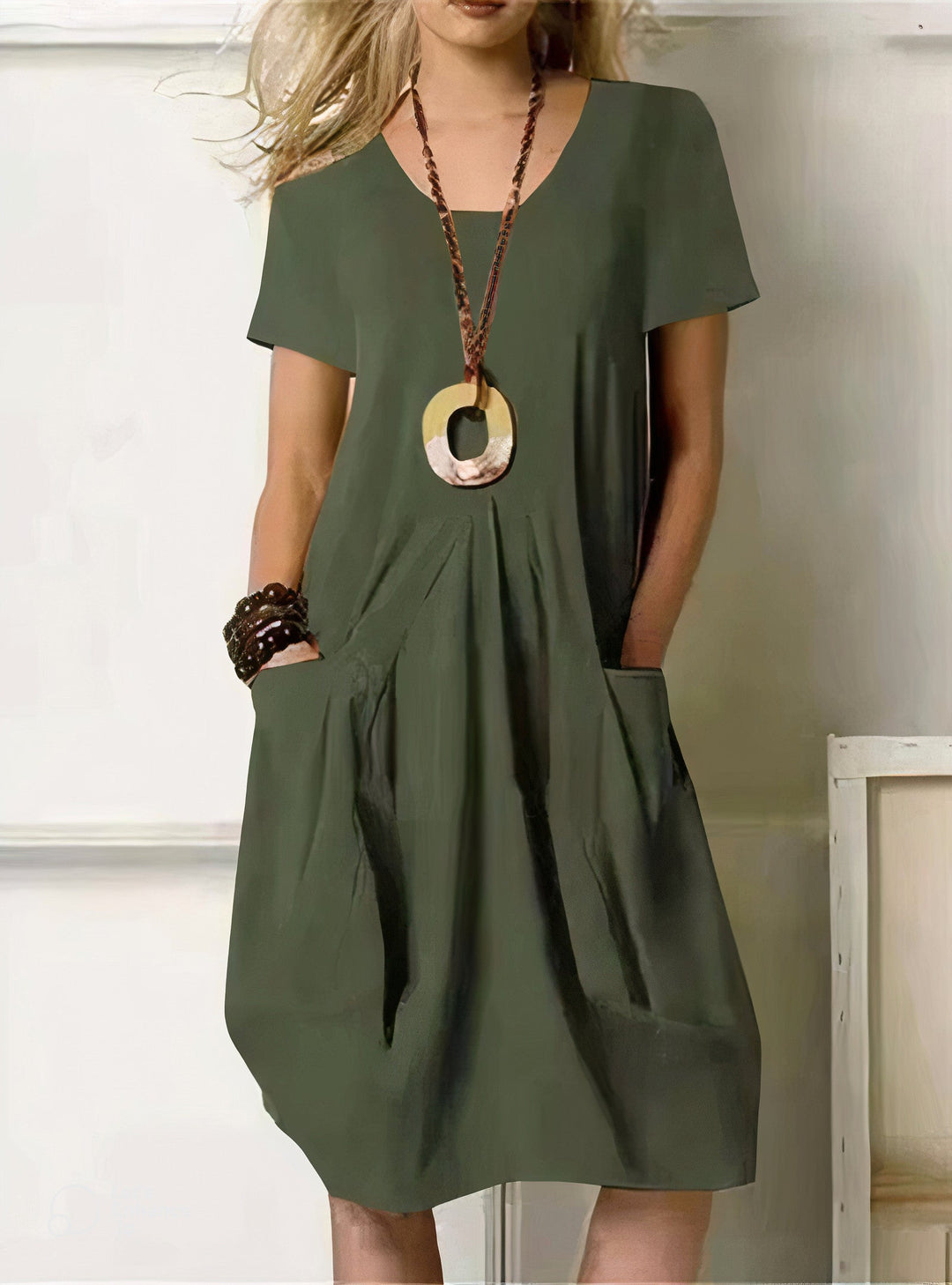 R&B | Bauchbedeckendes Midi-Kleid mit Taschen