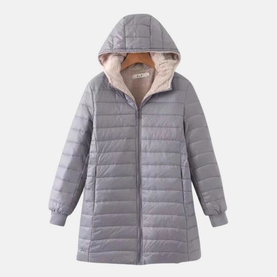 R&B | Steppjacke - Mittellang - Lockere Passform - Fleece-Futter - Kapuze