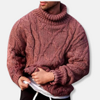 R&B | Rollkragen Wollmischung Lockere Passform Zopfmuster Pullover