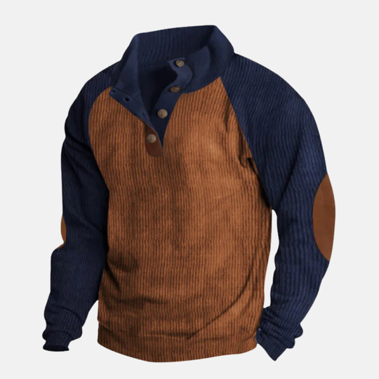 R&B | Baumwolle Stehkragen Pullover Raglan Ärmel Ripp Pullover