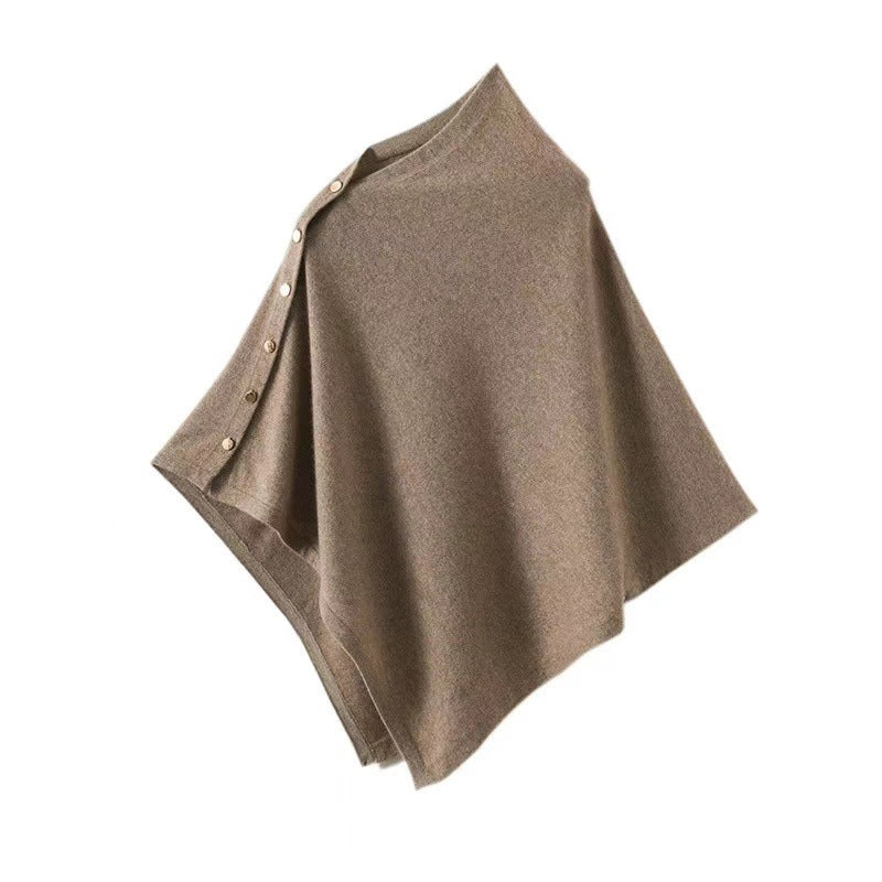 R&B | Knopfdetail Poncho - Asymmetrisches Design mit Drapiertem Schnitt