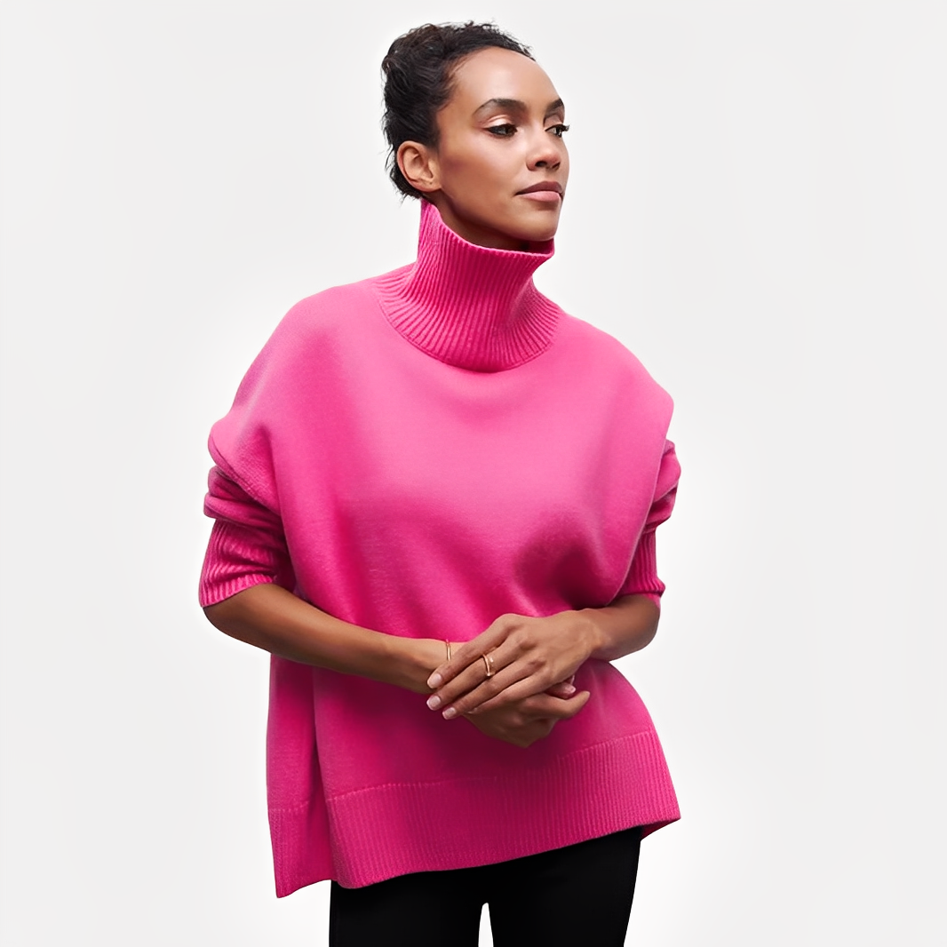 R&B | Damenpullover mit lässigem Schnitt und hohem Kragen