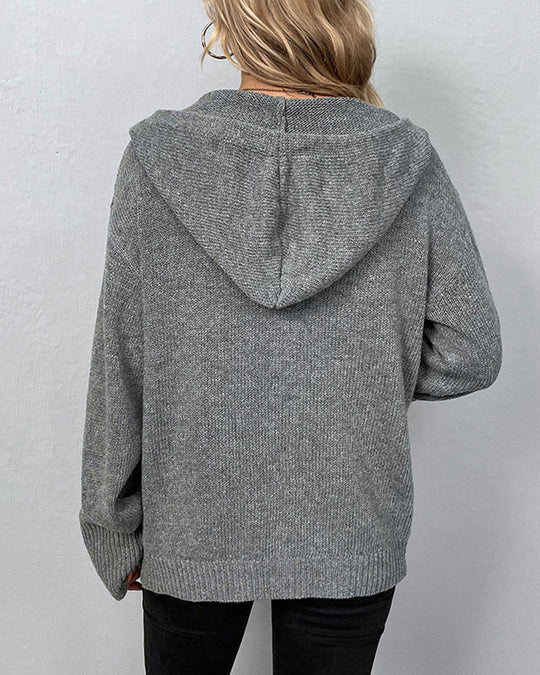 R&B | Schlichter Cardigan mit Kapuze und Schnüren