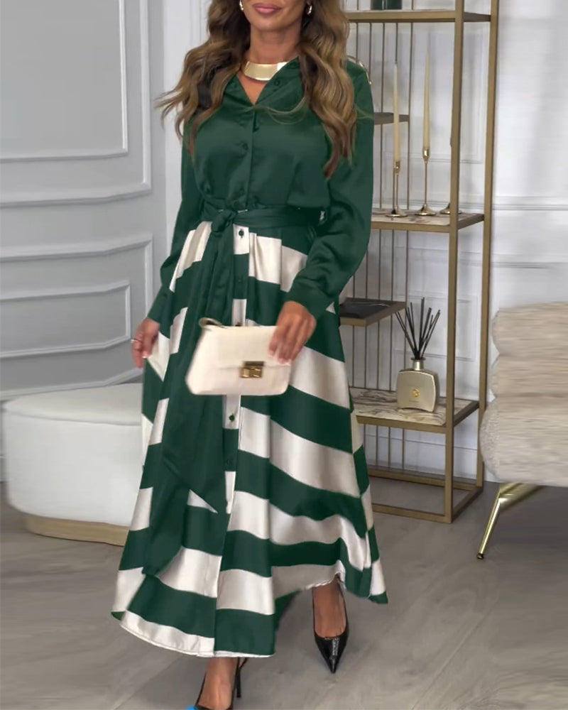R&B | Kleid mit Streifenmuster und Reversriemen