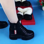 R&B | Damen High Top Leder Martin Stiefel ( mit Futter Aus Fell )