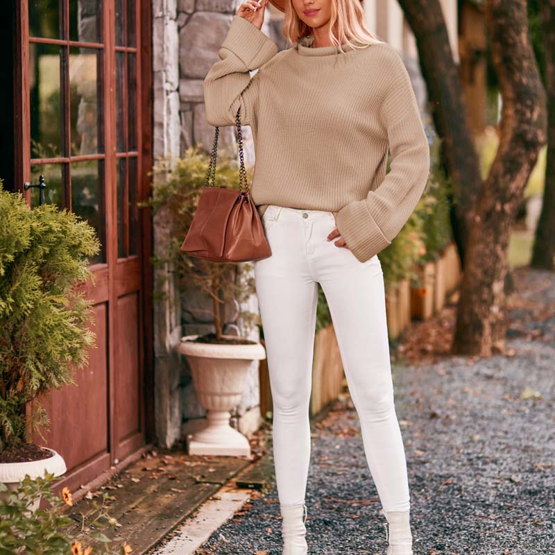 R&B | Schlichter Einfarbiger Strickpullover Für Damen