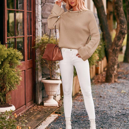 R&B | Schlichter Einfarbiger Strickpullover Für Damen