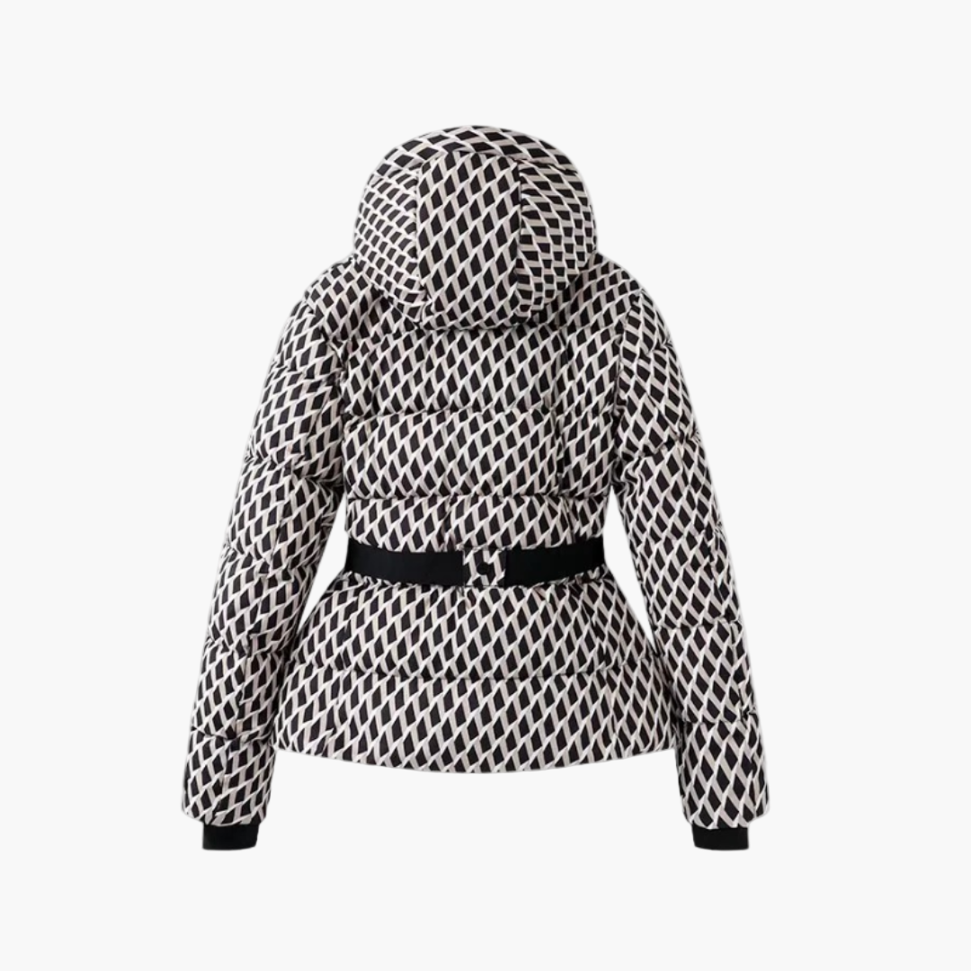 R&B | Steppjacke mit Gürtel und Kapuze - Elegante, Wasserabweisende Winterjacke für Alltag und Outdoor