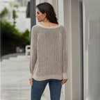 R&B | Strickpullover Lockere Passform V-Ausschnitt Rippstruktur Lange Ärmel