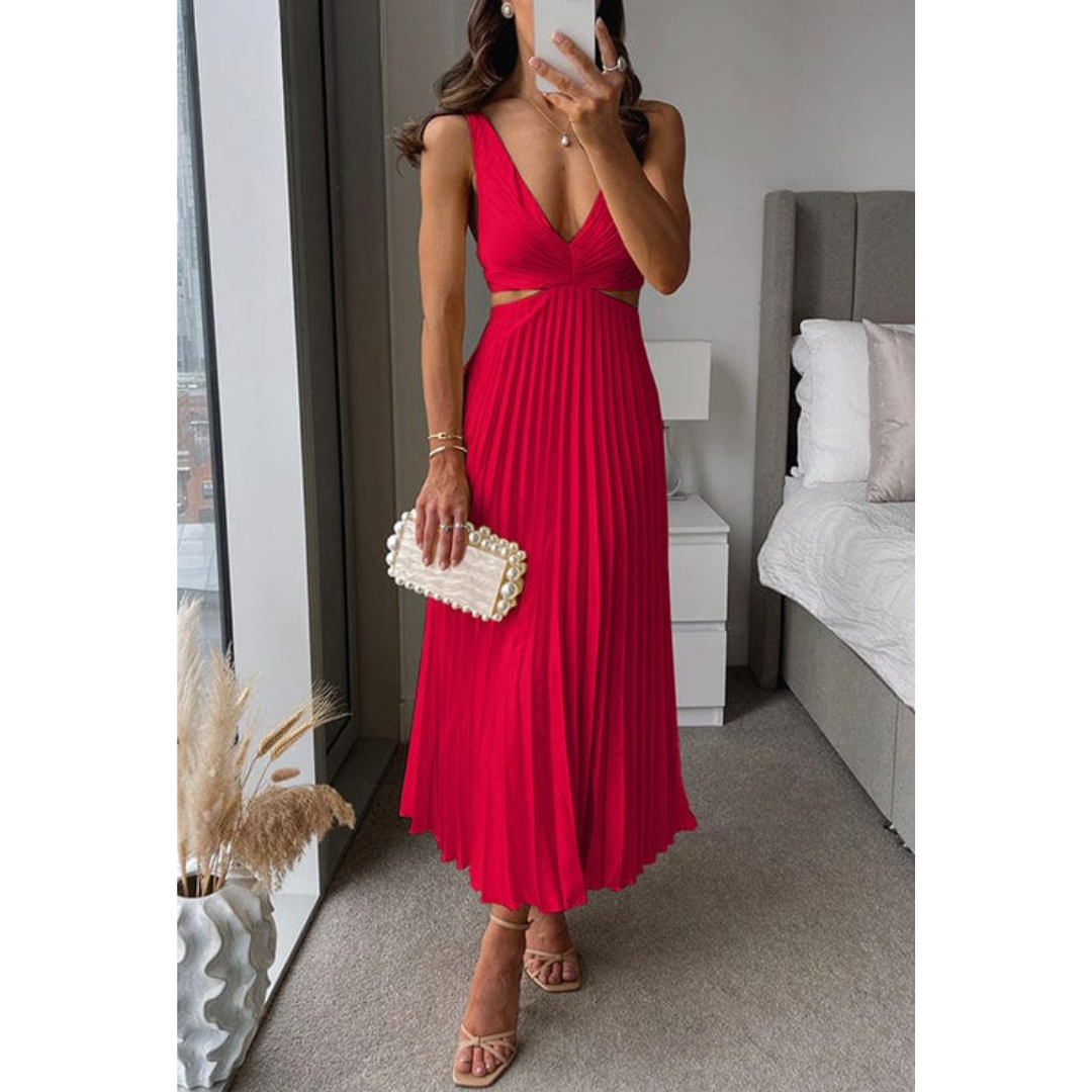 Mayla | PLISSIERTES KLEID MIT AUSSCHNITT