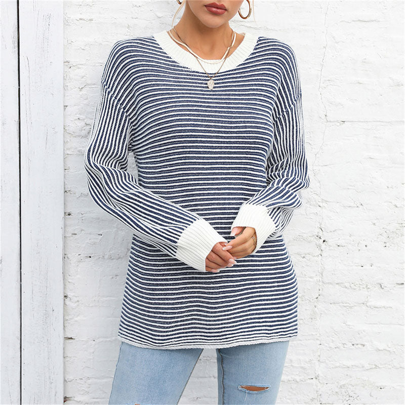 R&B | Gestreifter Strickpullover Mit Lässigem Schnitt