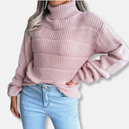 R&B | Rollkragenpullover Weiches Strickmaterial Gerippte Optik Lockere Passform Langärmlig