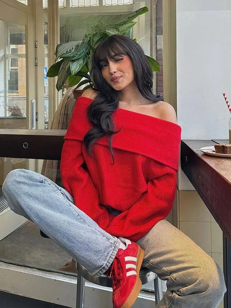 R&B | Off-Shoulder Damen Strickpullover