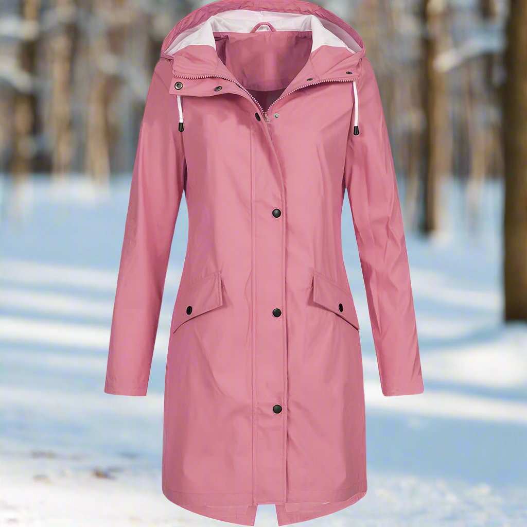 R&B | Kapuzenregenjacke Lässige Passform Mid Thigh Regenjacke