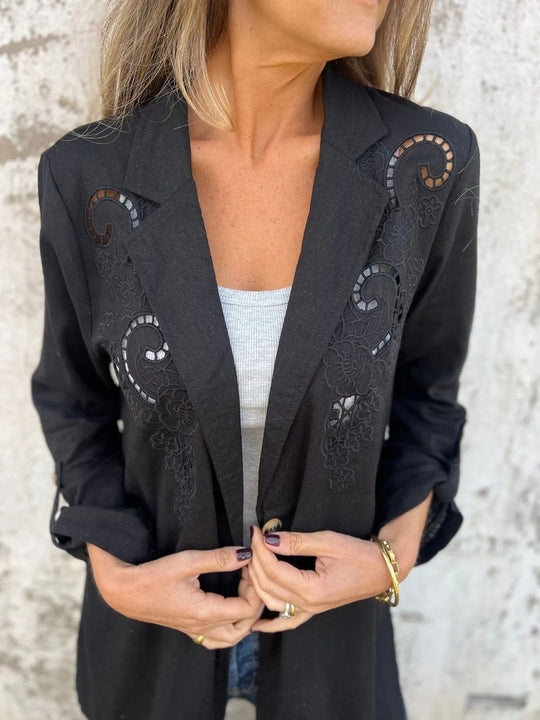 R&B | Blazer mit Stickerei und Ausschnitten Klassischer Schnitt Raffiniert und Einzigartig