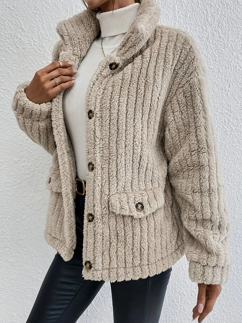 R&B | Doppelseitige Strickjacke mit Samtknöpfen