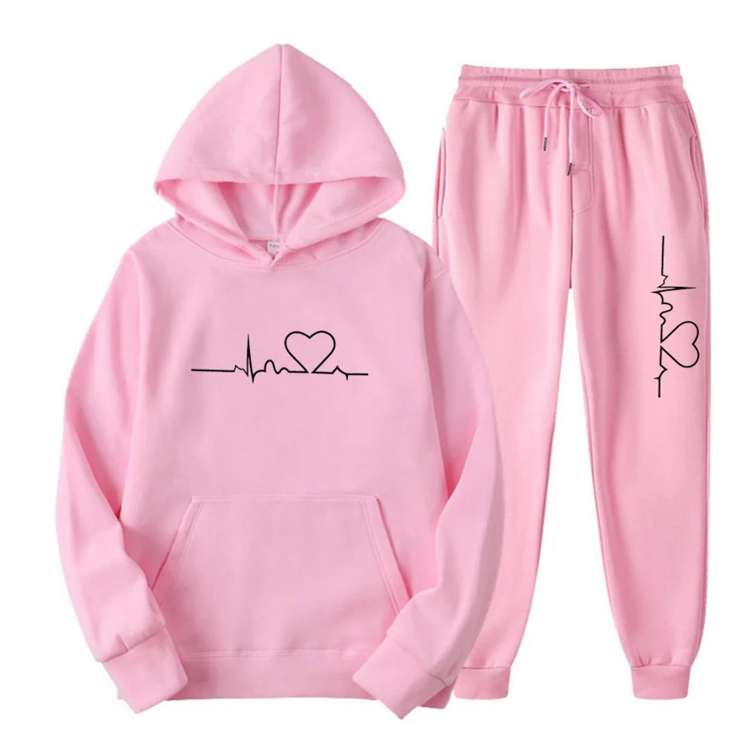 R&B | Damen Kapuzenpullover Trainingsanzug Satz mit Druck