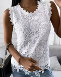 R&B | Elegante Bluse in Einer Einfarbigen Farbe mit Spitze