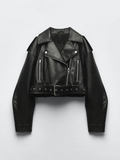 R&B | Kurze Jacke aus PU-Leder für Frauen Warm