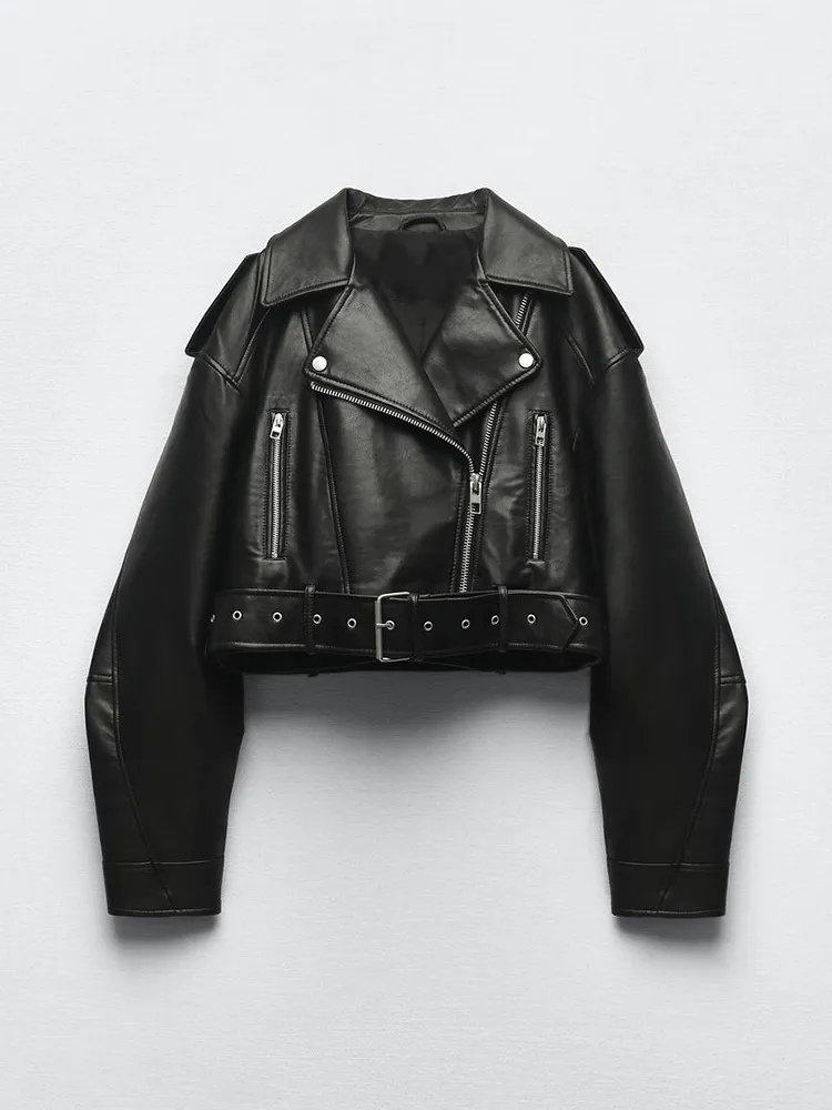 R&B | Kurze Jacke aus PU-Leder für Frauen Warm