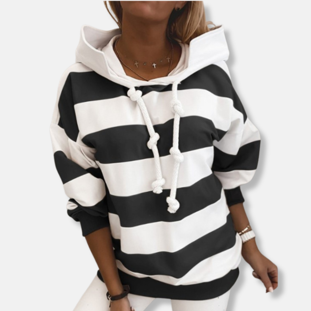 R&B | Lockere Passform Hoodie Gestreifter Lässiger Hoodie