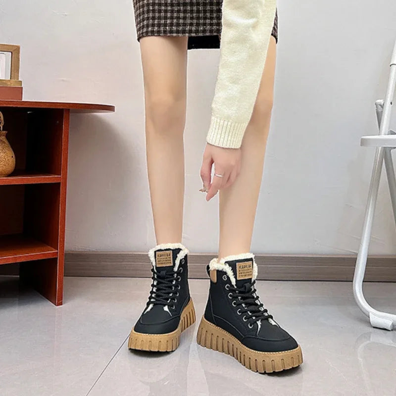 R&B | Damen High Top Dicksohlen Plus Fleece Martin Stiefel