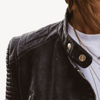 R&B | Schwarze Lederbikerjacke für Frauen