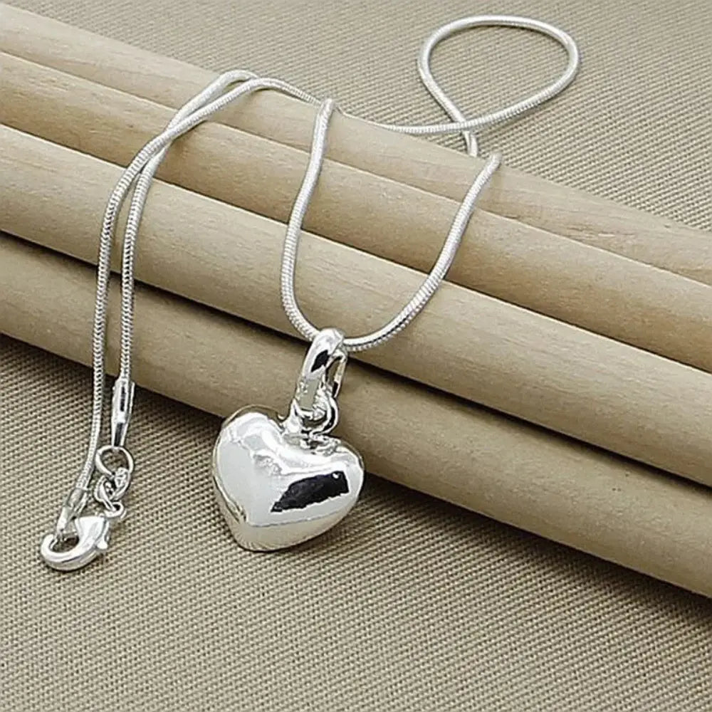 R&B | Sterling Silber Massiv Herz Kette Schlangenkette für Damen