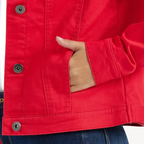 R&B | Rote Denim Button-Up Jacke