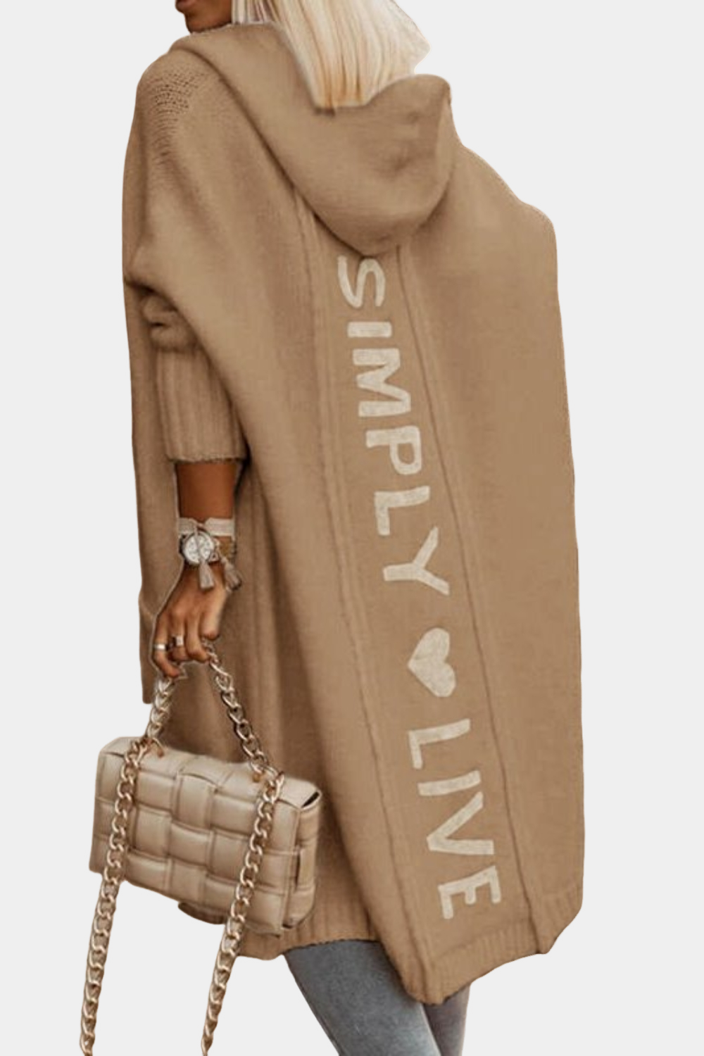R&B | Lange, locker geöffnete Damenstrickjacke