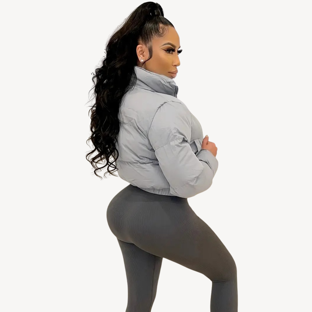 R&B | Damen Cropped Puffer Zip Jacke